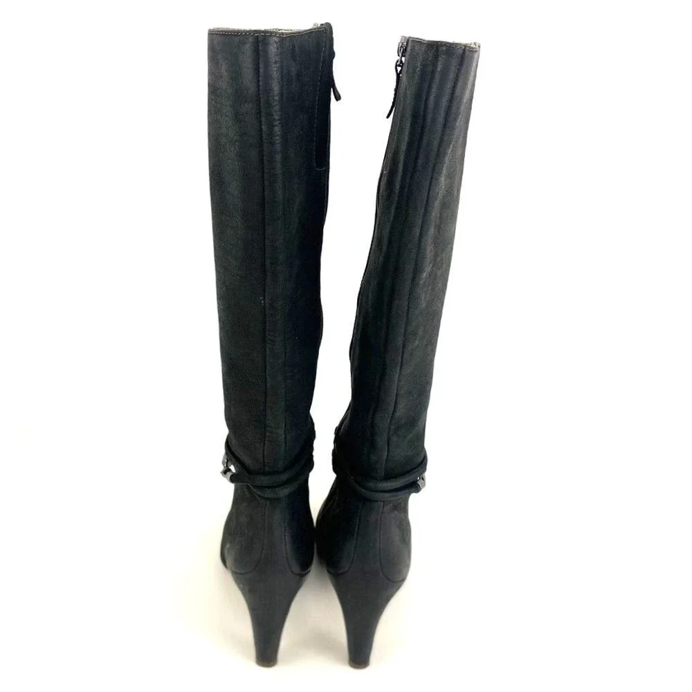 Ecco Tall Boots Nephi Zip‎ Black Suede Leather Womens 37 6/6.5 - Picture 4 of 16